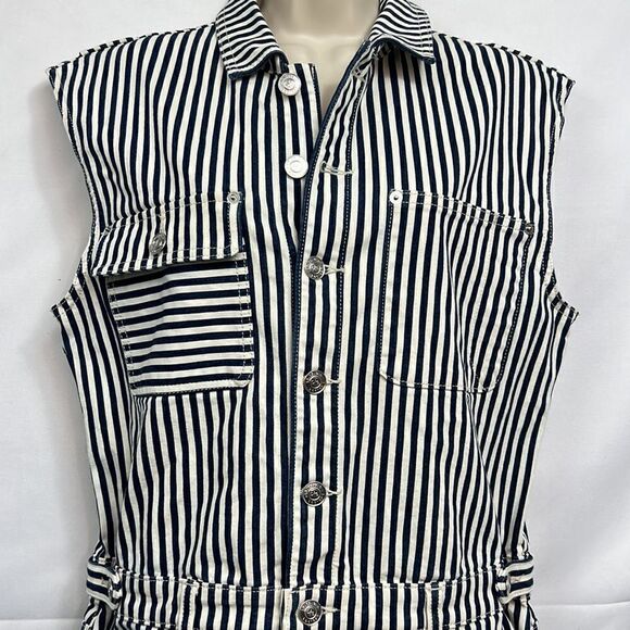 Current Elliott Navy and white denim striped dress size 3 EUC - Picture 4 of 14